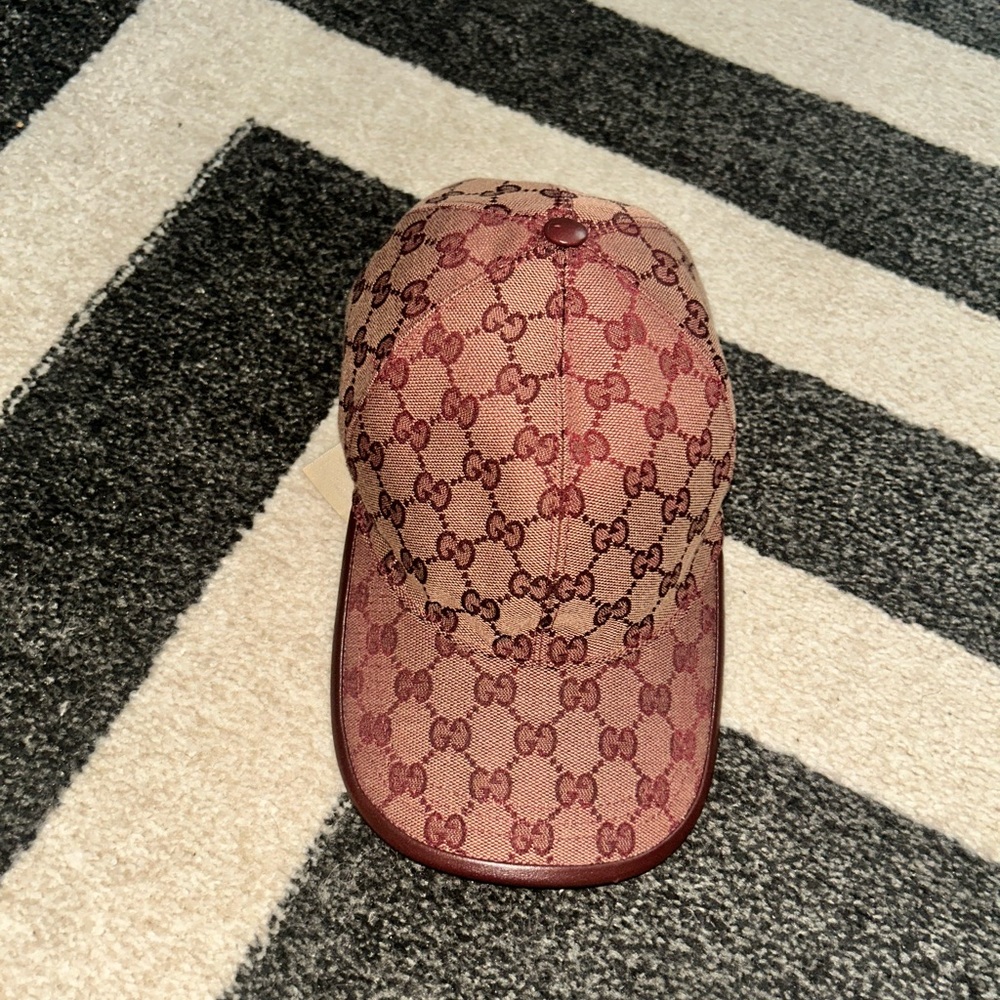 Unisex Gucci Beige and Burgundy Monogram Cap